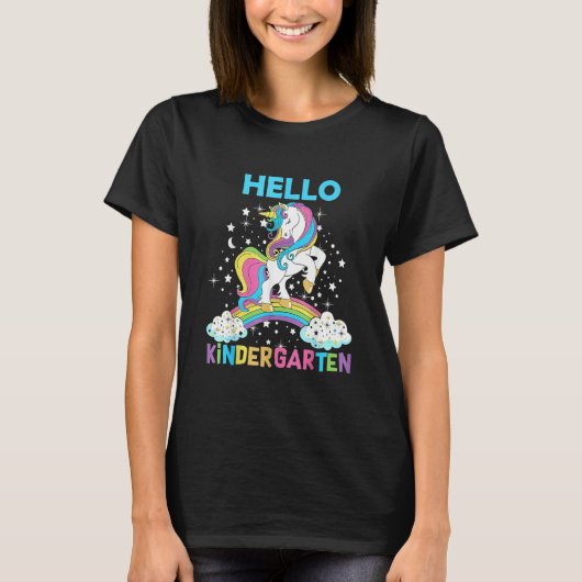 Hello Kindergarten Unicorn Here I Come Kindergarte T-Shirt (Vorderseite)