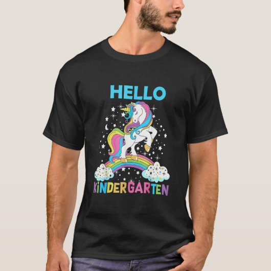 Hello Kindergarten Unicorn Here I Come Kindergarte T-Shirt (Vorderseite)