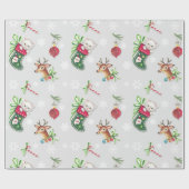 Hello Kitten Weihnachtswrapping Paper on Grau Geschenkpapier (Flach)