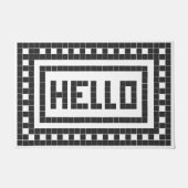 "Hello" Klassische Schwarz-Weiß-Quadrat-Tile Fußmatte (Vorderseite)
