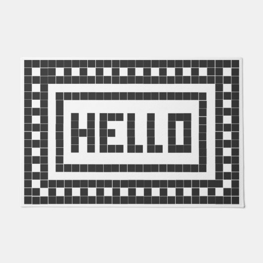 "Hello" Klassische Schwarz-Weiß-Quadrat-Tile Fußmatte (Vorderseite)
