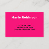 HELLO Kuh drucken Schwarz-weißes Hot Pink Visitenkarte (Rückseite)