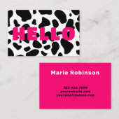 HELLO Kuh drucken Schwarz-weißes Hot Pink Visitenkarte (Vorne/Hinten)