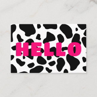 HELLO Kuh drucken Schwarz-weißes Hot Pink Visitenkarte