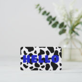 HELLO Kuh Print Schwarz-weiß königsblau Visitenkarte (Stehend Vorderseite)