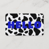 HELLO Kuh Print Schwarz-weiß königsblau Visitenkarte (Vorderseite)