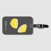 Hello Lemon modern yellow Frucht Gepäckanhänger (Vorderseite (Horizontal))