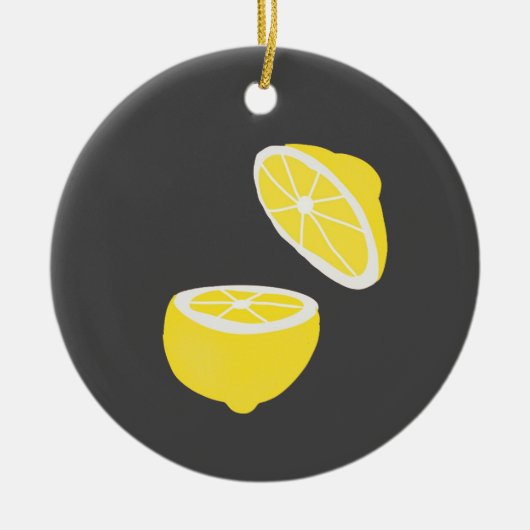 Hello Lemon modern yellow Frucht Keramik Ornament (Vorne)