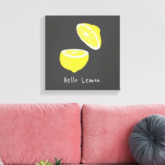 Hello Lemon modern yellow Frucht Leinwanddruck (Insitu (Wohnzimmer))