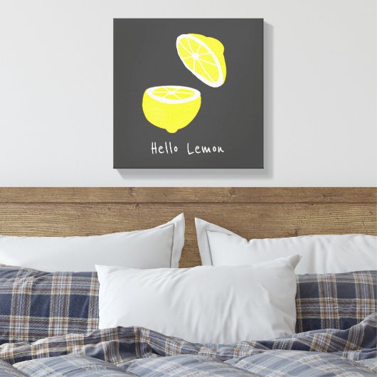 Hello Lemon modern yellow Frucht Leinwanddruck (Insitu (Schlafzimmer))