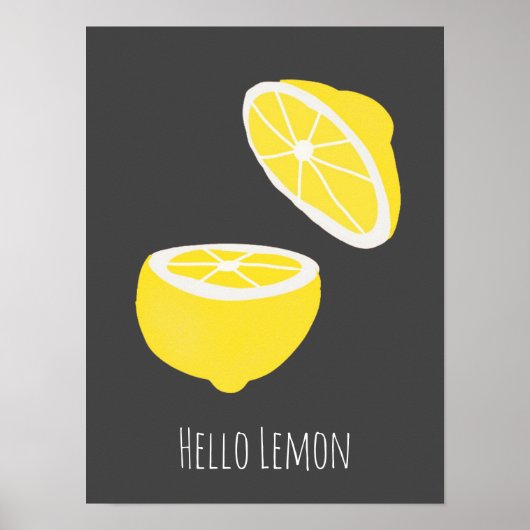 Hello Lemon modern yellow Frucht Poster (Vorne)
