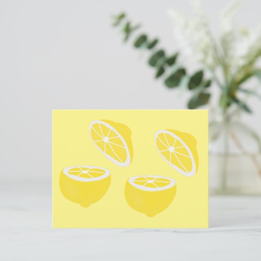 Hello Lemon modern yellow Frucht Postkarte (Stehend Vorderseite)