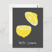 Hello Lemon modern yellow Frucht Postkarte (Vorne/Hinten)