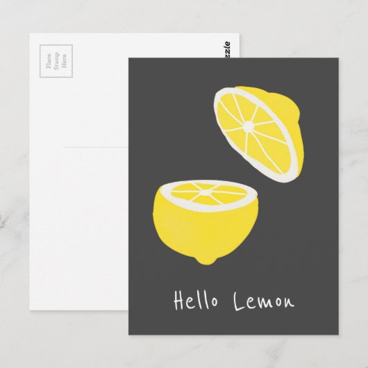 Hello Lemon modern yellow Frucht Postkarte (Vorne/Hinten)