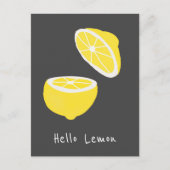 Hello Lemon modern yellow Frucht Postkarte (Vorderseite)