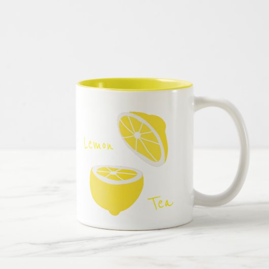 Hello Lemon modern yellow Frucht Zweifarbige Tasse (Rechts)