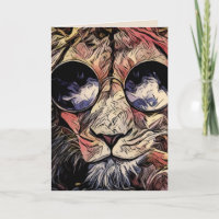 HELLO LION MIT SUNGLASSENEN GEBURTSTAGSKARTEN