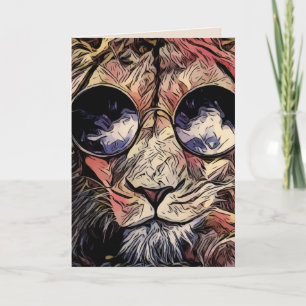 HELLO LION MIT SUNGLASSENEN GEBURTSTAGSKARTEN KARTE