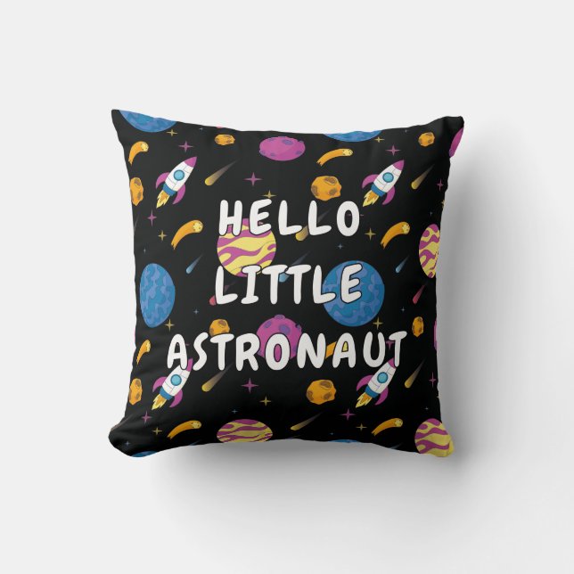 Hello Little Astronaut Space Pattern Kissen (Vorderseite)