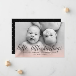 Hello Little Darlings Twin Girls Chic Foto Birth Ankündigung