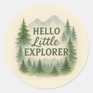 Hello Little Explorer Woodland Baby Shower Sticker