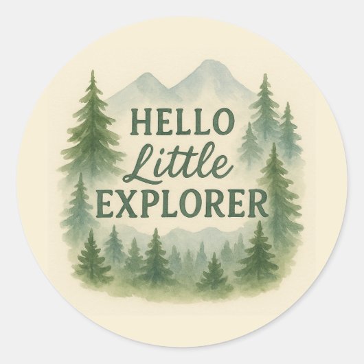 Hello Little Explorer Woodland Baby Shower Sticker (Vorderseite)