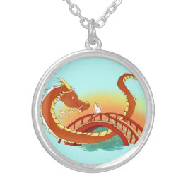 Hello Little Friend Dragon Meets Cat Versilberte Kette