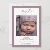 Hello Little One - 2 Foto Baby Lavender Birth Ankündigung (Vorderseite)