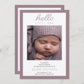Hello Little One - 2 Foto Baby Lavender Birth Ankündigung (Vorne/Hinten)