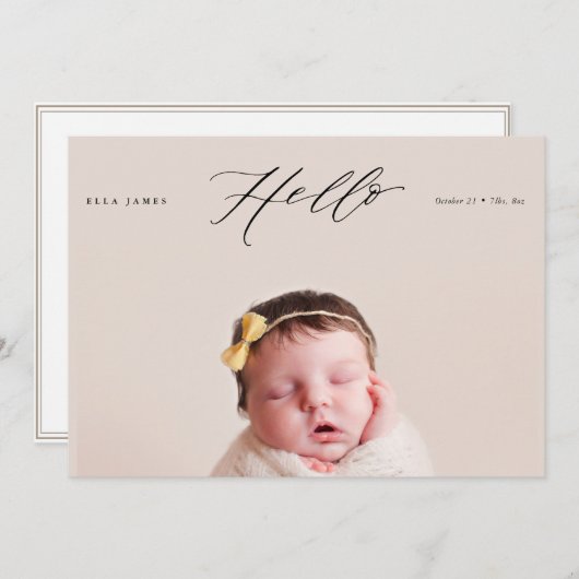 HELLO LITTLE ONE Birth Ankündigung // Black (Vorne/Hinten)