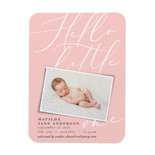 Hello little one chic modern foto magnet (Vertikal)