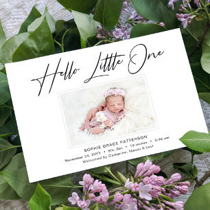 Hello Little One Elegantes Script Foto Birth Ankündigung