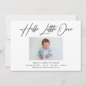 Hello Little One Elegantes Script Foto Birth Ankündigung (Vorderseite)