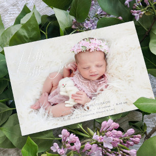 Hello Little One Elegantes Script Foto Birth Folien Feiertagskarte
