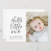 Hello Little One Foto Birth Stats Ankündigung (Vorne/Hinten)