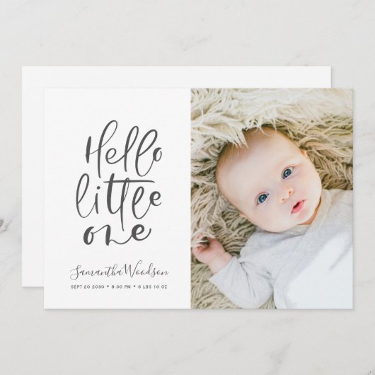 Hello Little One Foto Birth Stats Ankündigung (Vorne/Hinten)