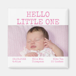 Hello Little One Foto Name Date Baby Girl Magnet