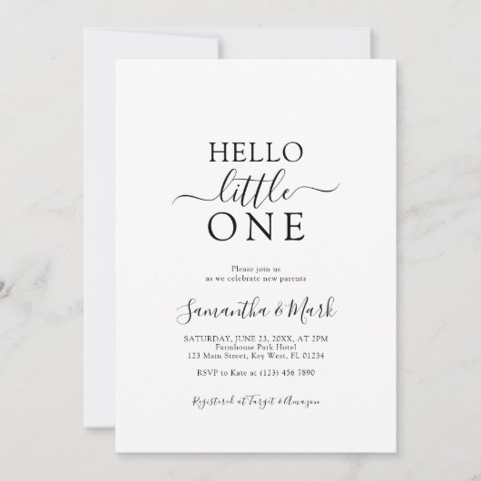 Hello Little One Minimalistisch Modern Baby Dusche Einladung (Vorderseite)