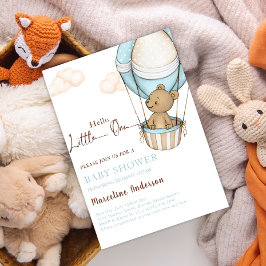 Hello Little One, Teddy Bear Balloon Baby Dusche Einladung