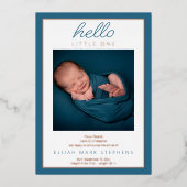 Hello Little Two Foto Baby Birth Ankündigung (Vorderseite)