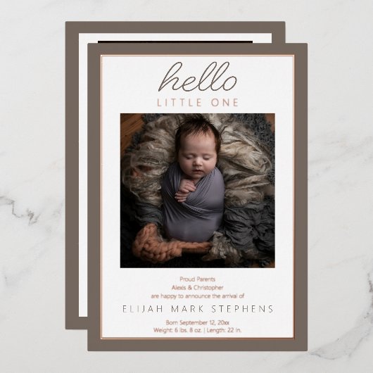 Hello Little Two Foto Baby Birth Ankündigung (Vorderseite/Rückseite)