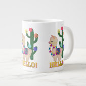 HELLO LLAMA! Niedlicher kleiner Llama und Kaktus Jumbo-Tasse (Vorderseite Rechts)