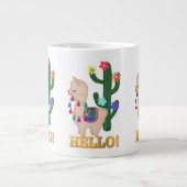 HELLO LLAMA! Niedlicher kleiner Llama und Kaktus Jumbo-Tasse (Vorderseite)