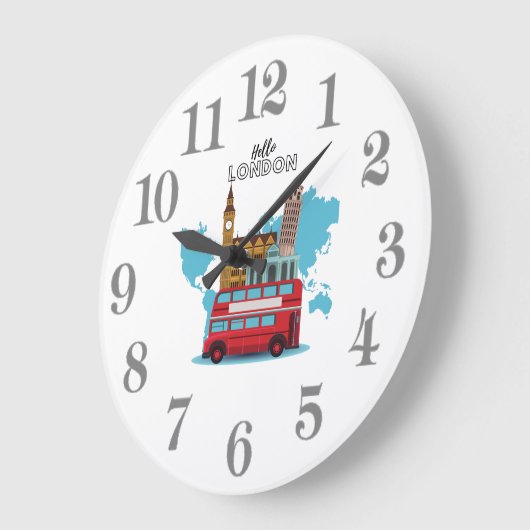 Hello London Große Wanduhr (Winkel)