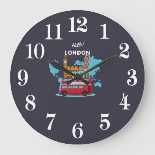 Hello London Große Wanduhr