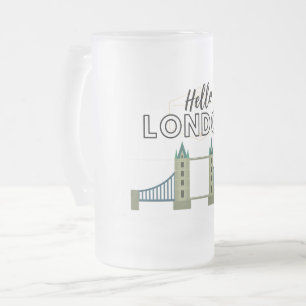 Hello London Mattiert Glass Beer Tasse