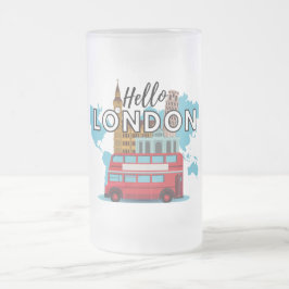 Hello London Mattiert Glass Beer Tasse