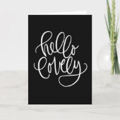 HELLO LOVELY | Elegante handgeschriebene Kalligrap Karte (Vorderseite)