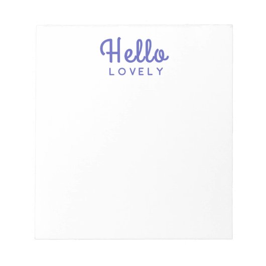 Hello Lovely | Modernes Blue Stylish Trendy Retro Notizblock (Vorderseite)