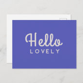 Hello Lovely | Modernes Blue Stylish Trendy Retro Postkarte (Vorne/Hinten)